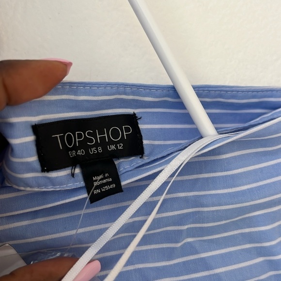 Top Shop Blue and White NWT Striped Romper Size 8 Women’s Asymmetrical - Picture 4 of 5